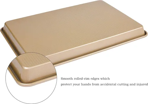 Miniatura 4 de Kitcom Bandeja grande para galletas de 17.7 x 12.8 pulgadas con estante, bandeja antiadherente para hornear con juego de estante de enfriamiento