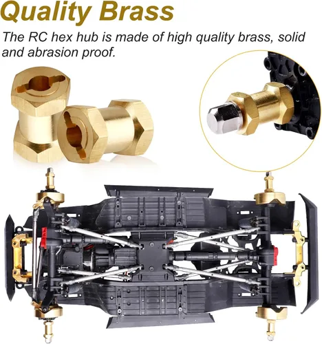Miniatura 3 de 4 extensiones de cubos de rueda de latón RC de 0.472 pulgadas, espaciadores de ruedas, adaptador de unidad hexagonal para 1/10 RC Crawler Axial