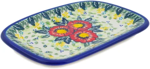 Miniatura 10 de Auténtico plato de cerámica polaca de 10 pulgadas en diseño amarillo hecho a mano en Bolesławiec Polonia por Ceramika Bona + certificado