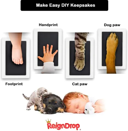 Miniatura 3 de Kit de almohadillas de tinta sin tinta de toque limpio grande para huellas de bebé, huellas de manos y huellas de patas de mascotas - Sin desorden