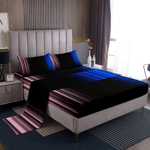 Miniatura 21 de Feelyou Juego de sábanas decorativas con ombre abstracto para niños y adolescentes, juego de sábanas rojas y negras de moda para dormitorio de niñas