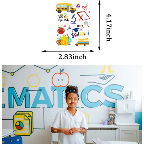 Miniatura 3 de CupaPlay 440 piezas de tatuajes temporales de bienvenida de regreso a la escuela, suministros de recuerdos de fiesta, suministros para el primer