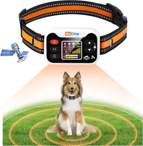 Collar para perro con GPS con 3 modos de corrección, sistema inalámbrico de valla para perro con apertura al aire libre IPX7 impermeable (naranja y