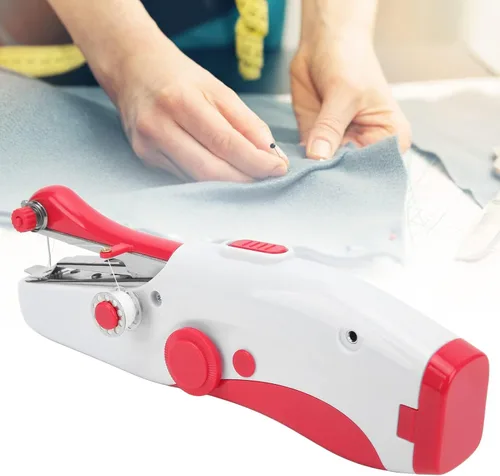 Miniatura 3 de Máquina de coser portátil de mano, máquina de coser a mano, mini máquina de coser eléctrica de doble aguja para hacer manualidades u objetos