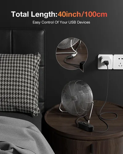 Miniatura 4 de ANDTOBO Cable de extensión de interruptor USB, cable de extensión USB mejorado con cable de interruptor de encendido y apagado para tiras LED