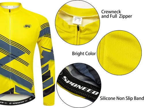 Miniatura 49 de sponeed Ropa de ciclismo para hombre, manga larga, para bicicleta de montaña, camiseta de bicicleta de carretera, pantalones acolchados, trajes