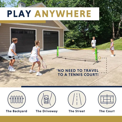 Miniatura 5 de Raqueta de tenis para niños con videos de entrenamiento – Raqueta de tenis juvenil de aluminio con mango de neopreno para niños de 5 a 12 años
