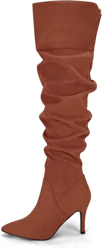 Miniatura 4 de Coutgo Botas por encima de la rodilla para mujer, con puntera alta hasta el muslo, tacón alto, estilo holgado, tacón alto, largo, sexy, zapatos
