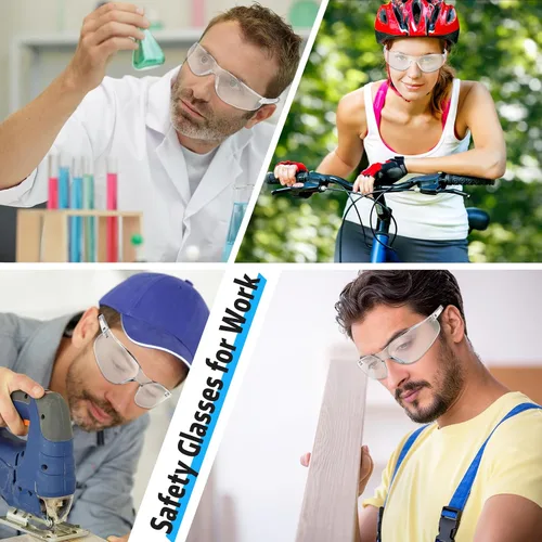 Miniatura 8 de Salfboy Gafas de seguridad transparentes a granel de 10 ANSI Z87.1, gafas protectoras resistentes a arañazos para trabajo, laboratorio, construcción