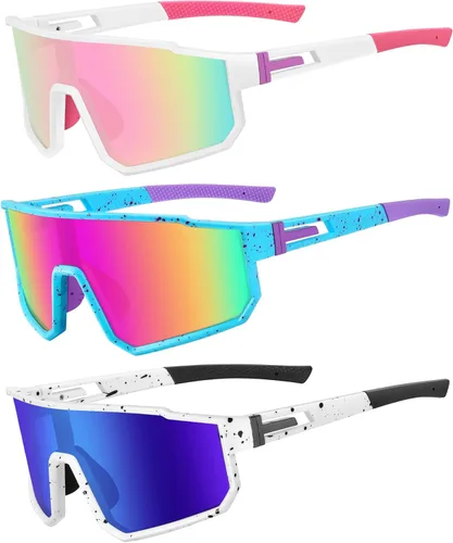 Miniatura 21 de MVPTGRS Gafas de sol deportivas para niños y niñas de 8 a 14 años, marco TR90, para béisbol, softbol, ciclismo, golf Lentes azules con montura blanca