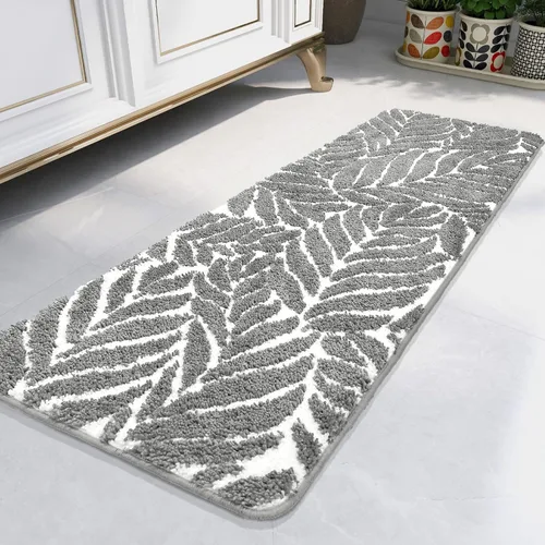 Miniatura 20 de Alfombra de Baño Azul - Alfombra de baño azul oscuro pequeña con hojas tropicales, antideslizante, lavable, para suelo de baño, bonita alfombra