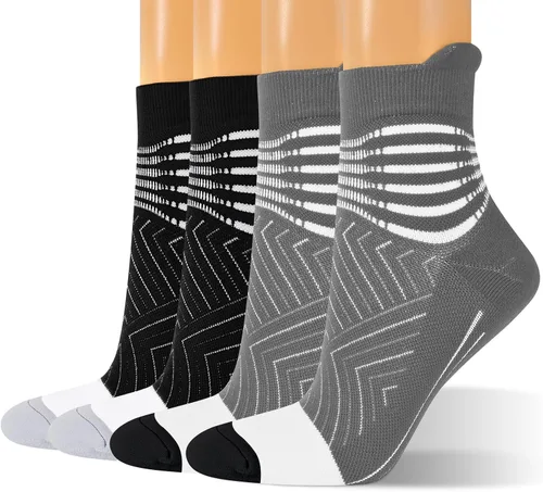 Miniatura 21 de Calcetines de compresión para el tobillo para mujer, con absorción Coolmax, deportivos y acolchados, alivio de la fascitis plantar, paquete de 2, 3