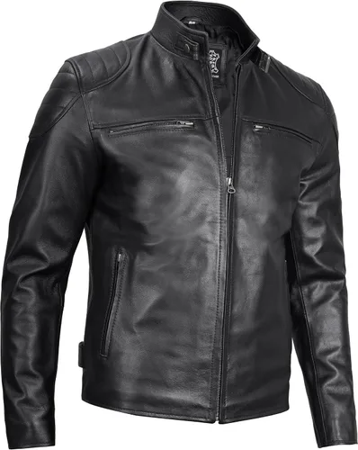 Miniatura 4 de fjackets Chaquetas de cuero real Cafe Racer para hombre, estilo atemporal y artesanía inigualable