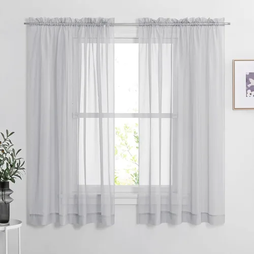 Miniatura 13 de NICETOWN Cortinas traslúcidas blancas de 63 pulgadas de largo para dormitorio, cortinas de gasa translúcida con bolsillo para barra, paneles