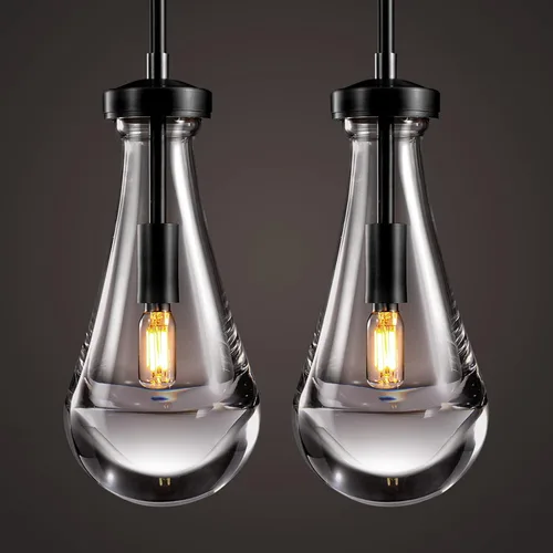 Miniatura 17 de Luces Colgantes Modernas de Gota de Lluvia, Luces Colgantes para Isla de Cocina, Lámpara de Comedor con Barra de Latón, Candelabro de Gota de Lluvia