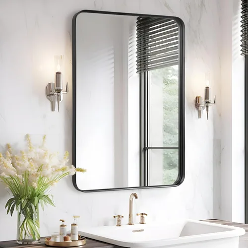 Miniatura 24 de Fabuday Espejo Grande de Baño Negro de 40x30 Pulgadas - Espejos Rectangulares con Marco para Pared, Espejo de Metal Negro Montado en la Pared