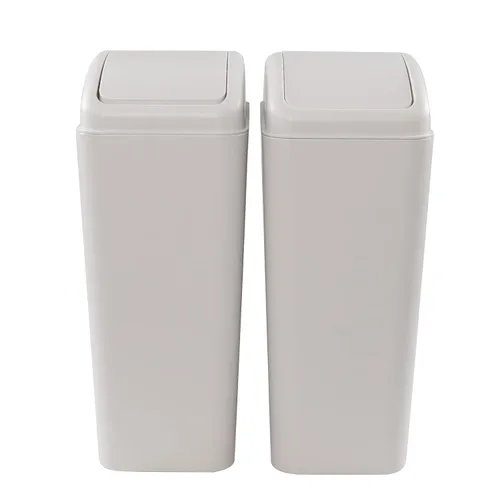 Miniatura 2 de Bote de basura de plástico blanco de 3.5 galones, 2 unidades Bote de basura delgado para garaje