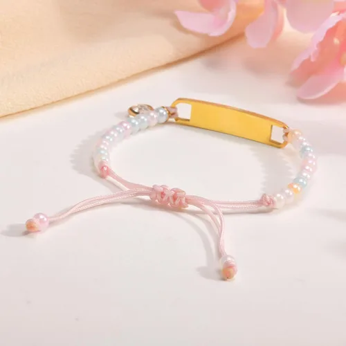 Miniatura 36 de Pulsera de barra para bebé: chapado en oro de 18 quilates, pulsera con placa de identificación personalizada para niños pequeños de mamá, nombre