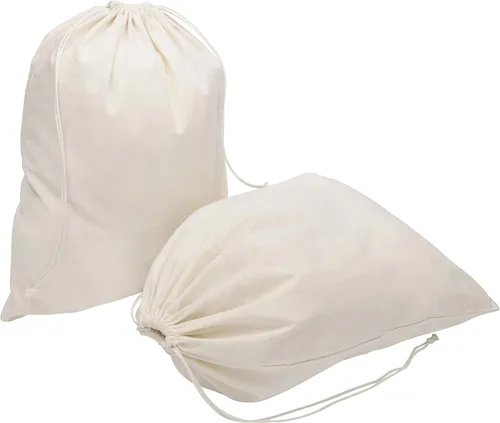 Miniatura 6 de Bolsas de 100 % algodón, muselina, con cordón ajustable para almacenamiento, 12 unidades, regalo para la despensa, Casual, Blanco