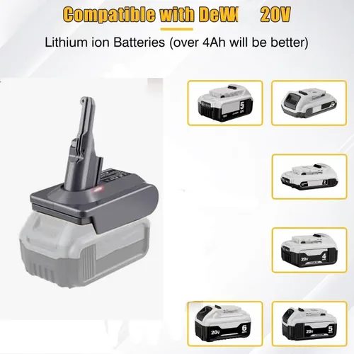 Miniatura 4 de Adaptador DW20V7V8 para batería Dewalt de 20 V convertida para reemplazar la batería Dyson V8, funciona para aspiradora absoluta animal DYS V8