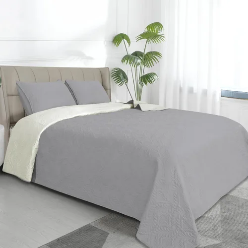 Miniatura 25 de Easy-Going - Juego de colcha reversible tamaño king con 1 colcha y 2 fundas de almohada, colcha de cama suave, edredón de microfibra liviano Gris