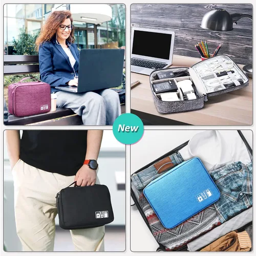 Miniatura 6 de Organizador de electrónica Bolsa organizadora de cables de viaje Bolsa de almacenamiento digital portátil impermeable Caja de accesorios