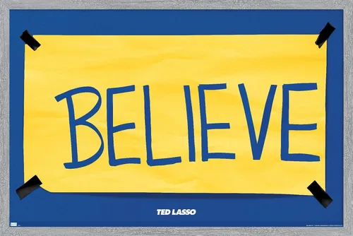 Miniatura 17 de Trends International Ted Lasso - Póster de pared Believe, 14.725 x 22.375 pulgadas, versión enmarcada de madera de granero