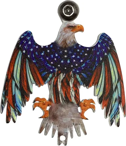 Kustom Cycle Parts Colgador de campana de águila con bandera estadounidense, perno y anillo incluidos (campana no incluida). Se adapta a todas las