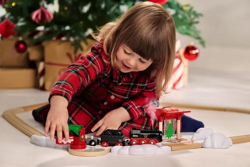 Miniatura 5 de BRIO World - Tren de Vapor Navideño - Tren Operado a Batería - Motor de Vapor Motorizado de 27 Piezas para Pista de Madera con Luces y Vapor Apto