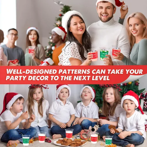 Miniatura 6 de Rtteri 24 vasos de plástico desechables de 12 onzas para decoración de fiestas de Navidad, cerveza, bebidas, aperitivos