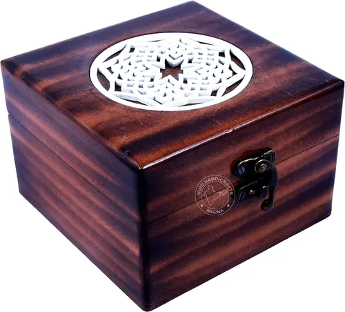 Miniatura 26 de Urna de madera antigua hecha a mano con grabado del árbol de la vida tallada a mano para mujeres y hombres, joyas Acentos de decoración del hogar