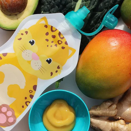 Miniatura 6 de ChooMee Bolsita de Comida SoftSip con Tapa Destete Guiado por Bebés Válvula de Control de Flujo Sin Derrame, Protege la Boca del Niño, 100% aqua