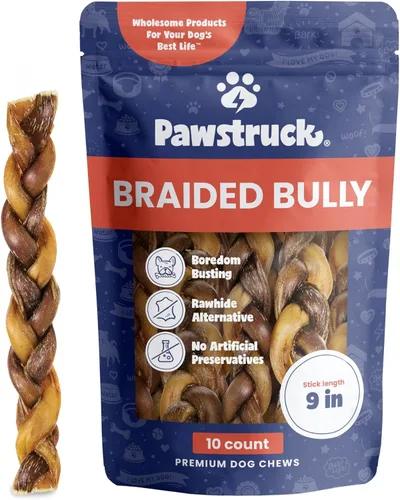 Miniatura 17 de Pawstruck Bully Sticks trenzados 100% naturales de 5 pulgadas, bolsa de 1 libra, masticables para perros de un solo ingrediente sin cuero crudo