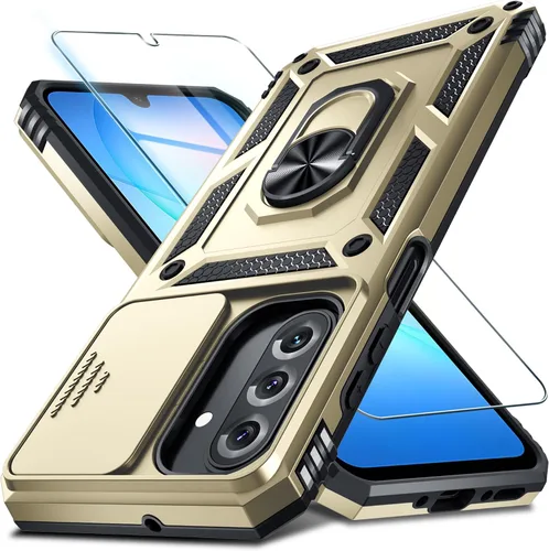 Miniatura 12 de Janmitta Compatible con Galaxy A15 5G Funda con Cubierta Deslizante Integrada para Lente de Cámara + Protector de Pantalla + Soporte de Anillo