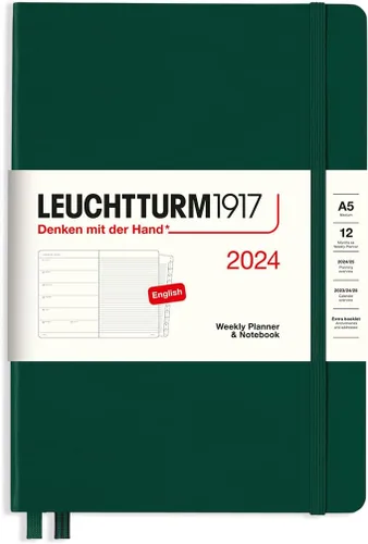 Miniatura 13 de LEUCHTTURM1917 - Agenda semanal y cuaderno 2024 con folleto adicional, tapa dura, composición (B5), verde (1 de enero - 31 de diciembre de 2024)