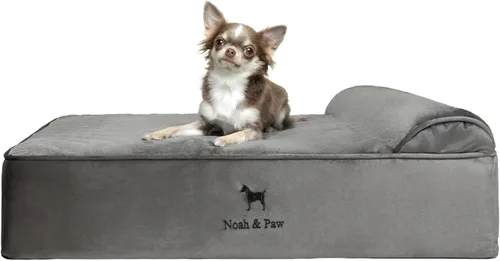 Miniatura 32 de NOAH & PAW Cama para perro, 28x23x7.5 pulgadas, camas ortopédicas para perros de tamaño mediano, espuma viscoelástica tipo cáscara de huevo Cuero
