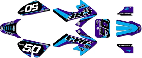 Miniatura 8 de Kit de gráficos para Honda CRF 50 (2004-2012) Evolution Series Negro 09 Mil - Kit de calcomanías gráficas de carreras personalizadas para dirt bike