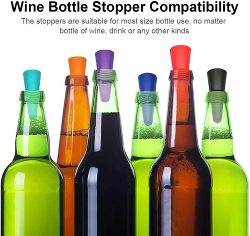 Miniatura 6 de 6 tapones de vino, tapón reutilizable de silicona para botella de vino espumoso y tapón para botella de bebidas con agarre superior para mantener