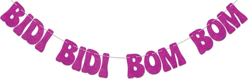 Bidi Bidi Bom Bom Banner para despedida de soltera Baile latino mexicano Beat Latina Dance Music Beat Decoración Rosa Fuerte Glitter