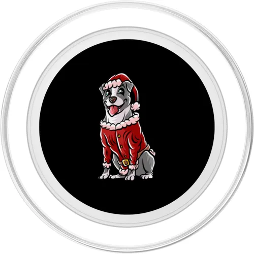 Miniatura 2 de Staffordshire Bull Terrier Santa Claus Merry Christmas Dog PopSockets MagSafe PopGrip for iPhone