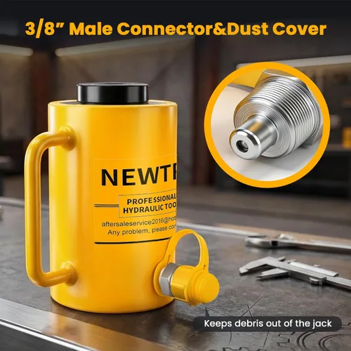 Miniatura 5 de NEWTRY Gato hidráulico hueco de 20 toneladas con cilindro de 2’’ de carrera Porta Power Ram de elevación industrial con retracción automática