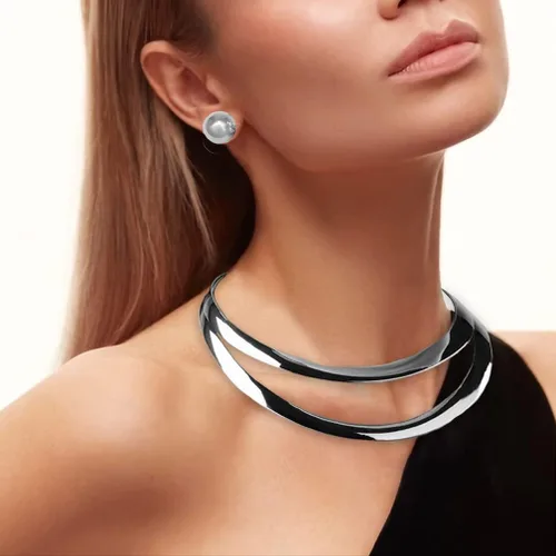 Miniatura 7 de Barode Gargantilla de collar africano, gargantilla dorada, babero, collares gruesos, conjuntos de aretes, joyería para mujer