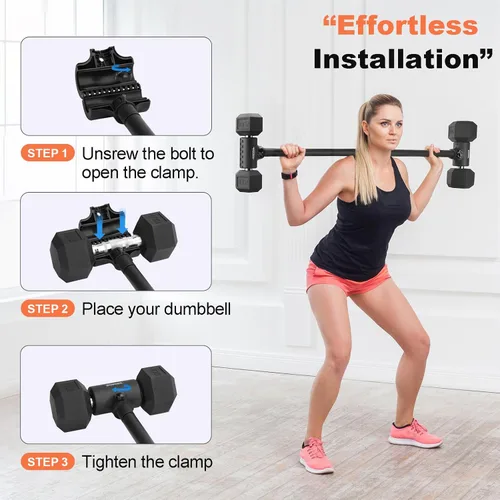 Miniatura 3 de Convertidor de mancuerna a barra, transforma mancuernas a barra de pesas, convertidor de mancuernas a barra para el gimnasio en casa, ajustable