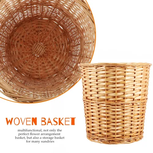 Miniatura 8 de PRETYZOOM Cesta de almacenamiento tejida moderna para arreglos florales, papelera decorativa para dormitorio, sala de estar
