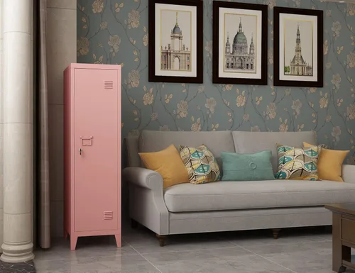 Miniatura 2 de MIOCASA Gabinete de metal para oficina en casa con puertas y estantes con cerradura para archivadores organizadores de abrigos para niños Rosa