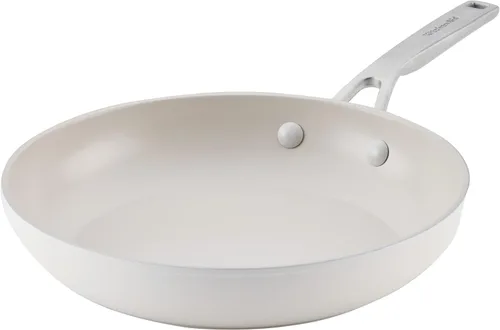 Miniatura 16 de KitchenAid - Sartén/cocedor jumbo de cerámica anodizada dura antiadherente con inducción con tapa y mango auxiliar, apta para lavavajillas, Porcelana