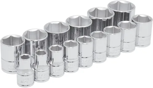 Urrea 54110 - Juego de llaves de vaso (1/2", 6 puntos, cromadas, 15 unidades)