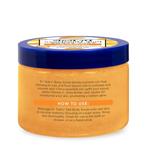 Miniatura 8 de Dr Teal's Exfoliante corporal con sal del Himalaya rosa, resplandor y resplandor con sal pura de Epsom y aceites esenciales cítricos, 16 onzas