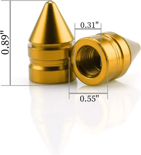 Miniatura 2 de SINGARO Tapones para válvulas de neumáticos de automóvil, 4 piezas de accesorios universales de aleación de aluminio, cubiertas de neumáticos Dorado