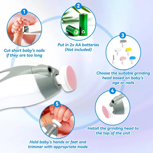 Miniatura 5 de Kit de cuidado de la salud y aseo del bebé, juego portátil de cuidado de seguridad para bebés, kit esencial para recién nacido (gris blanco 20 en 1)